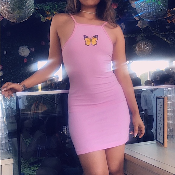 urban outfitters pink butterfly dress Urban Outfitters dress l Pink Butterfly